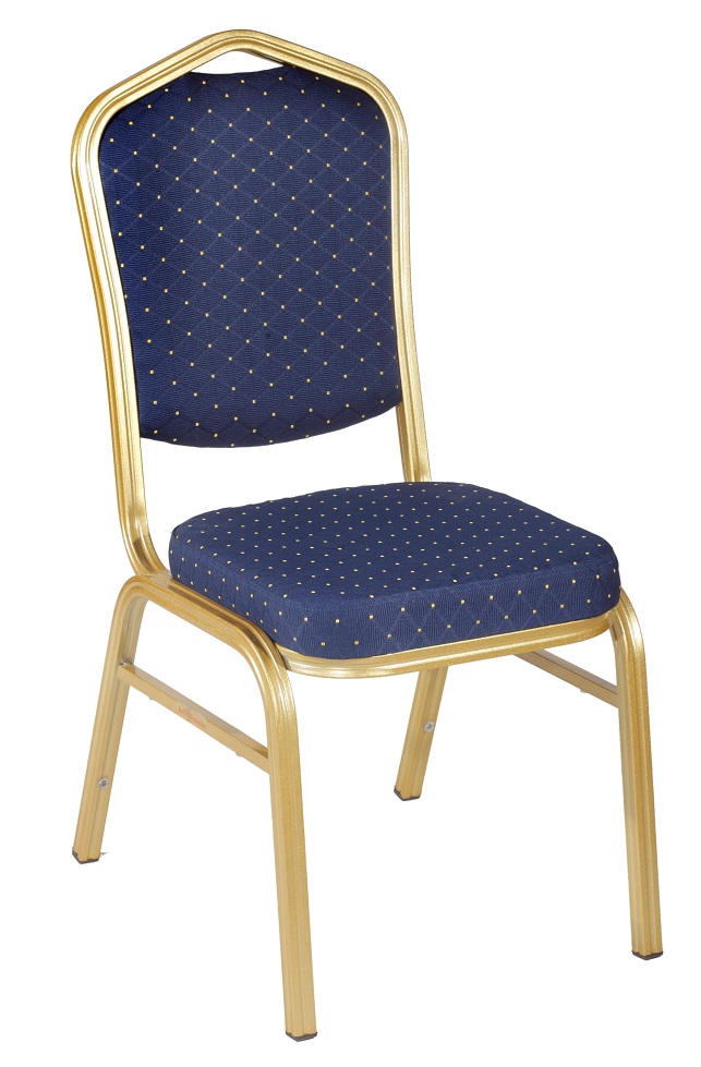 Imagen Silla. Armazón tubo aluminio dorado. Asiento y respaldo  